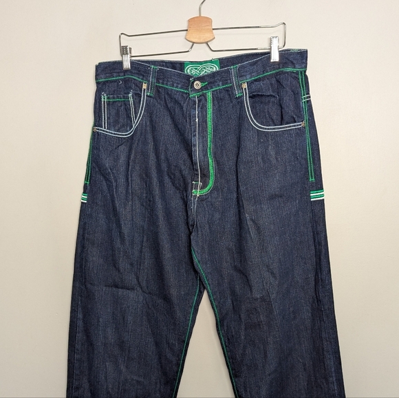 Y2K Evolution Baggy Embroidered Jeans Skater Grunge Wide Leg - Picture 4 of 8